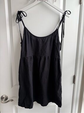 Reformation 100% Linen Tie Shoulder Babydoll Mini Dress Tunic Large Sustainable